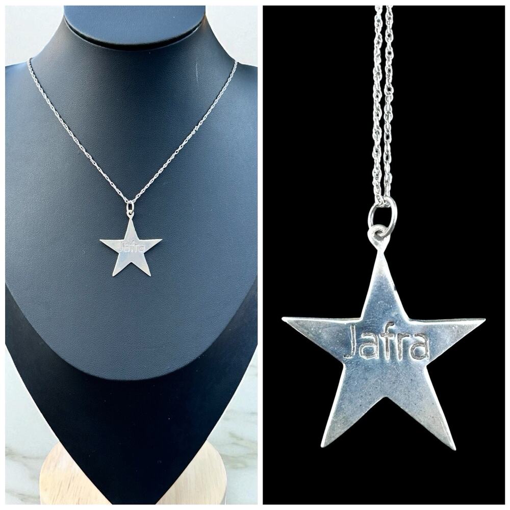 Vintage Jafra Sterling Silver Star Pendant Necklace VIP Club Promo 925 Chain